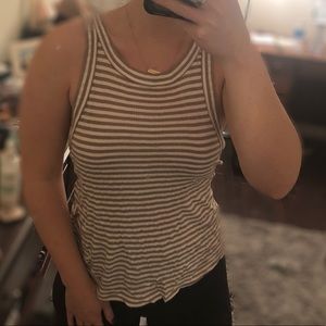 Tan and white stripe tank top